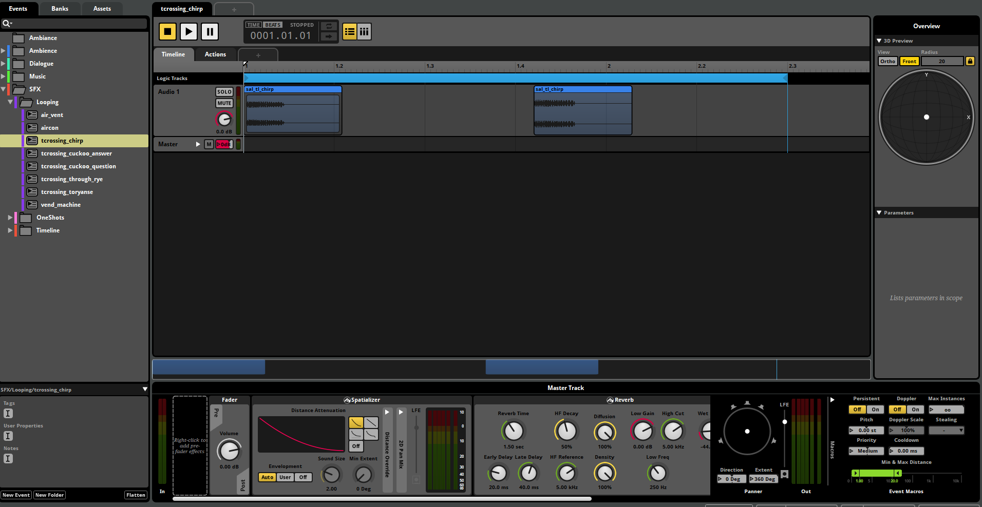 Pedestrian crossing sound implemented in FMOD
